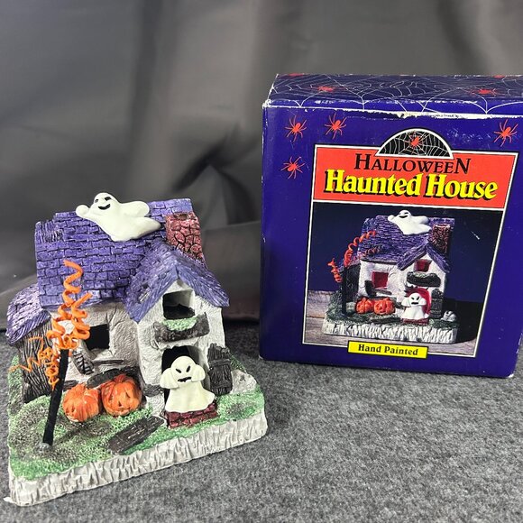 Other - Vtg Halloween Hand Painted Lighted Porcelain Light Up House Spooky UNTESTED